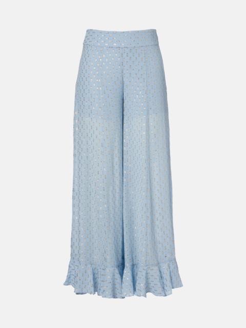Daylight semi-sheer chiffon wide-leg pants