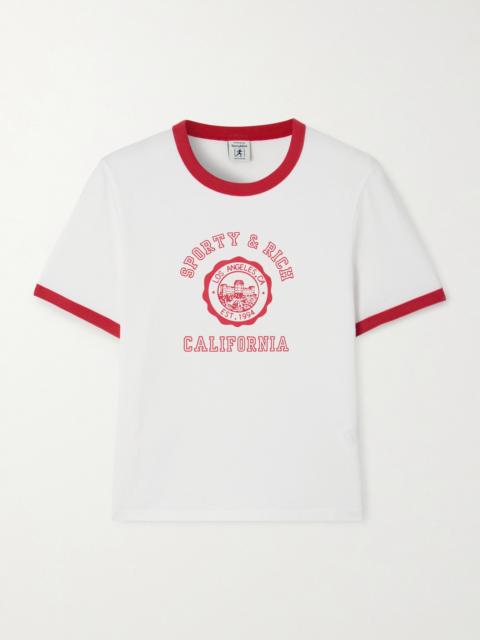 California Two-tone Printed Cotton-jersey T-shirt