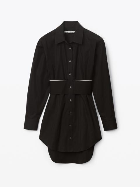 LOGO ELASTIC DRESS IN COTTON POPLIN