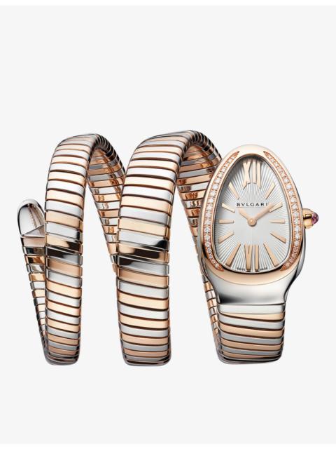 SP35WSPGD.2T Serpenti Tubogas 18ct rose-gold, stainless steel and brilliant-cut diamond quartz watch