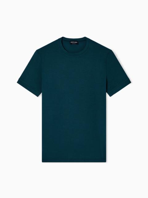 CREW-NECK SHORT-SLEEVED T-SHIRT IN STRETCH VISCOSE JERSEY
