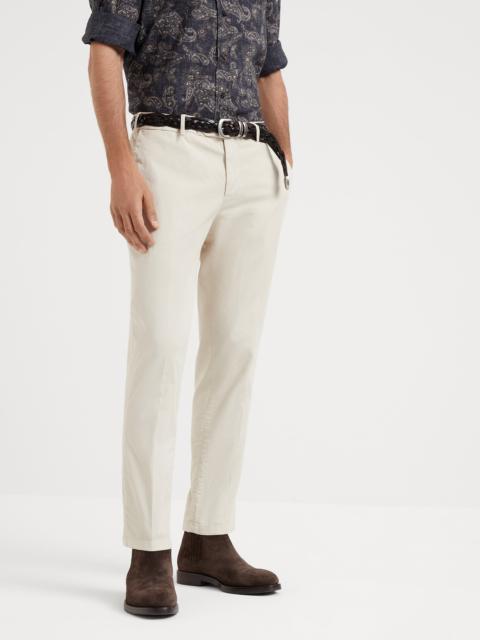 Garment-dyed Italian fit trousers in American Pima comfort cotton gabardine