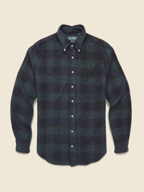 Brushed Cotton Plaid Shirt - Navy