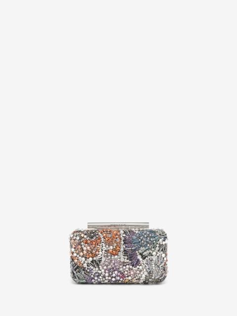 Smashed Floral Embroidery T-Bar Box Clutch