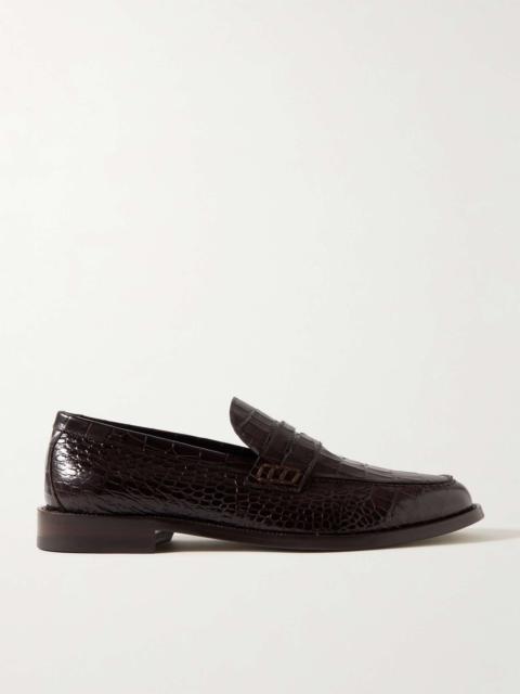 Perry Croc-Effect Leather Penny Loafers