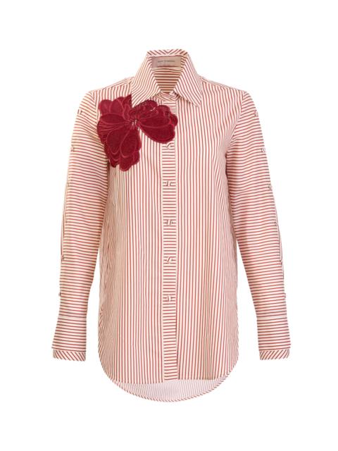 Premium Floral Appliqued Cotton Top stripe