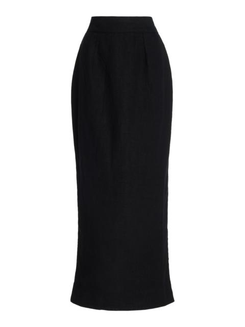 Exclusive Emma Linen Maxi Skirt black