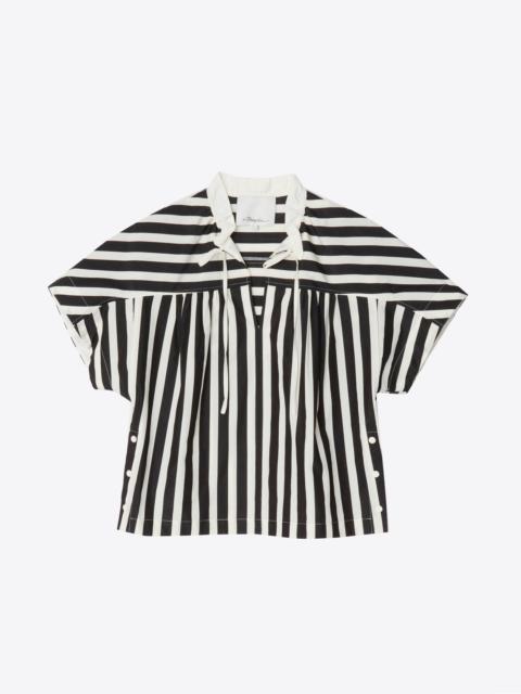 Striped Open Neck Top with Ties