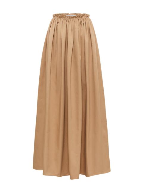 Chiara Pleated Midi Skirt in Camel Sea Island Cotton Twill