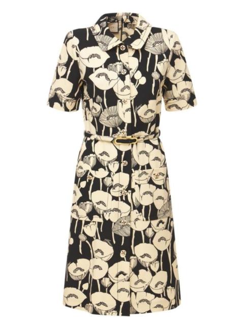 Poppy flowers print jersey dress