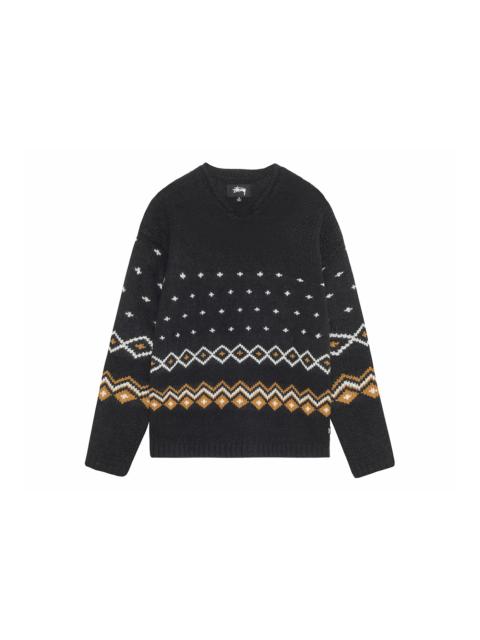 Stussy Roll Neck Fairisle Sweater Charcoal
