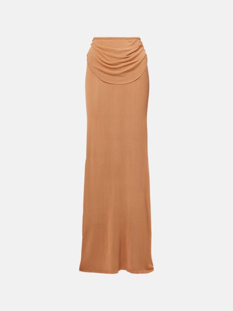 Draped semi-sheer maxi skirt