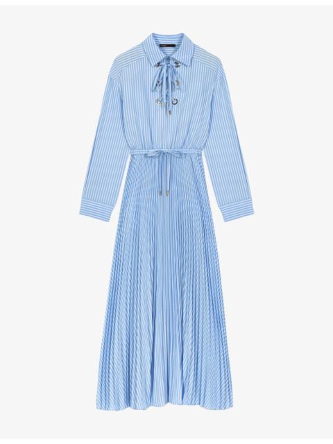 Eyelet Pleated Woven Maxi Dress