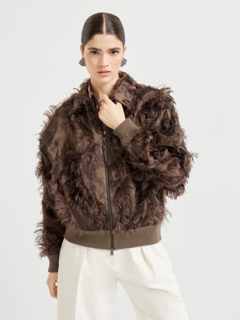 Dracaena fil coupé bomber jacket in techno cotton and silk with shiny zipper pull