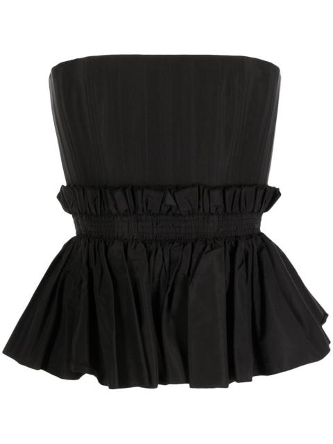 Strapless Peplum silk bustier