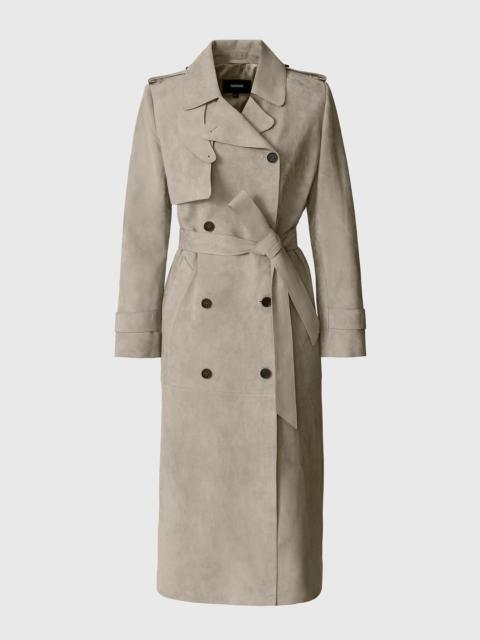 GAEL-SU Maxi Suede Trench Coat