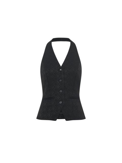 Moon Diamond Jacquard Tailoring Halterneck Top