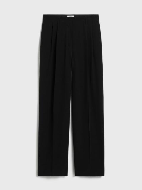 Double-pleat straight trousers black