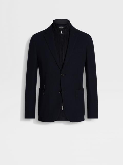 NAVY BLUE HIGH PERFORMANCE™ JERSEY WOOL AND COTTON JACKET
