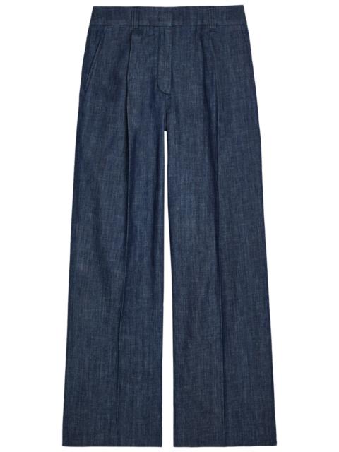 Another Tomorrow Wide-leg Chambray Trousers