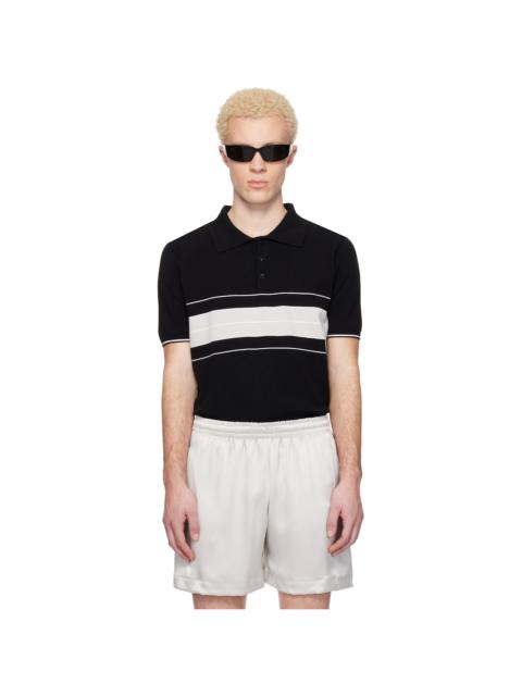 Black & Gray Striped Polo