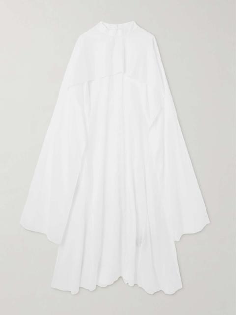 Cape-effect cotton-poplin maxi dress