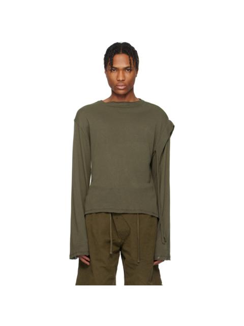 Green Deconstructed Linen Longsleeve T-shirt