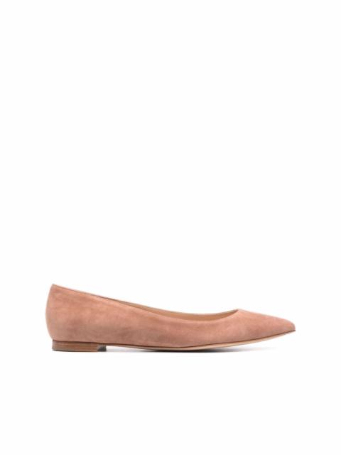 pointed suede ballerina shoes