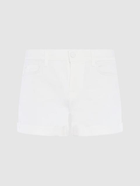 Broken Twill Mid Roll Short In White