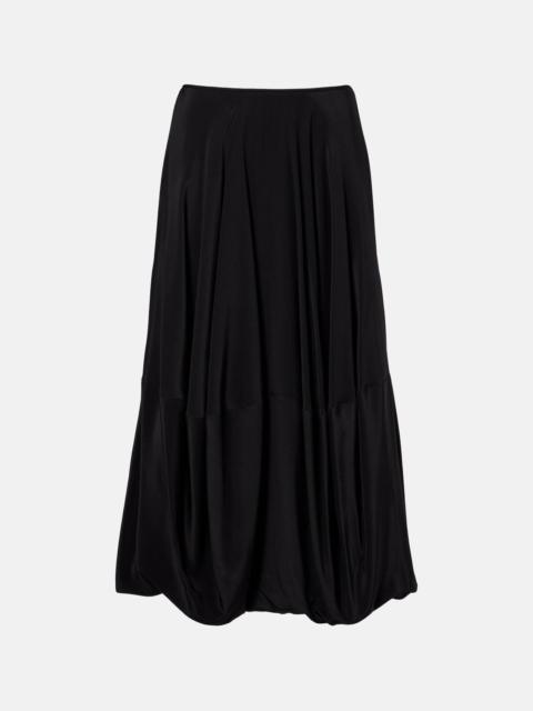 Low-rise silk crêpe de chine midi skirt