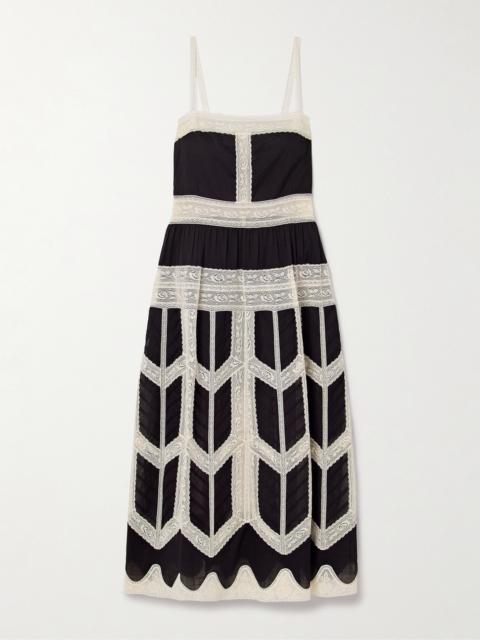Rhiannon Cotton-voile And Lace Midi Dress