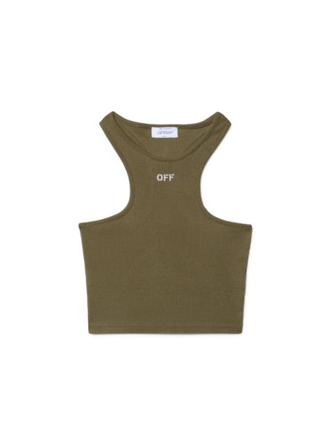 Green Stamp Ribbed Rowing Top