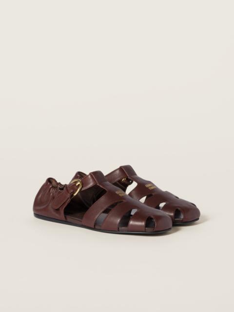 Ruches nappa leather fisherman's sandals