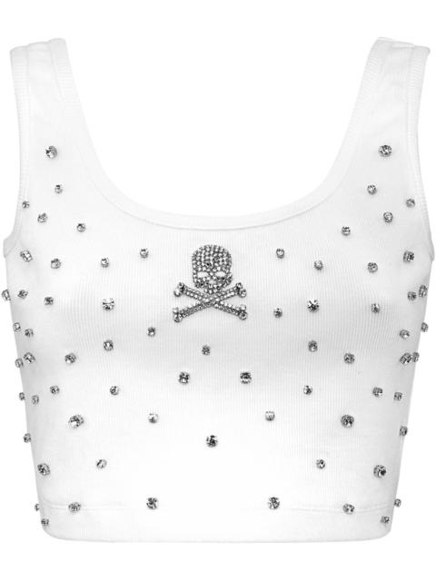 rhinestone-embellished jersey top