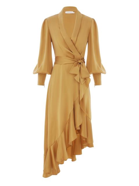 SILK WRAP MIDI DRESS