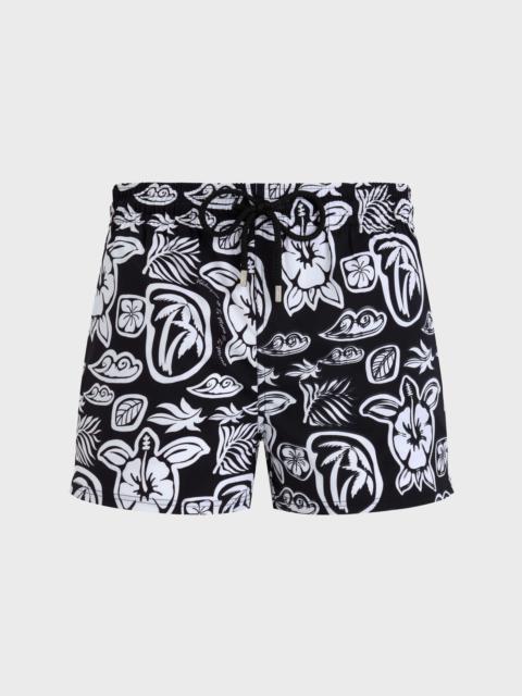 Men Short Swim Trunks Tahiti Turtles