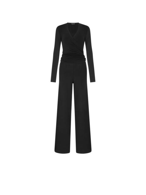 LONG SLEEVE WRAP WOOL JUMPSUIT