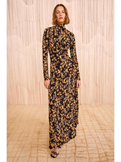 Koa Jersey Ruched Front Turtleneck Dress