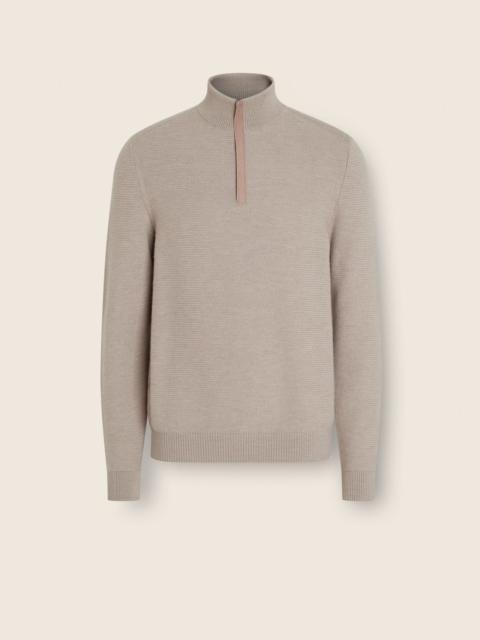 LIGHT TAUPE VELLUS AUREUM ZIP MOCK NECK