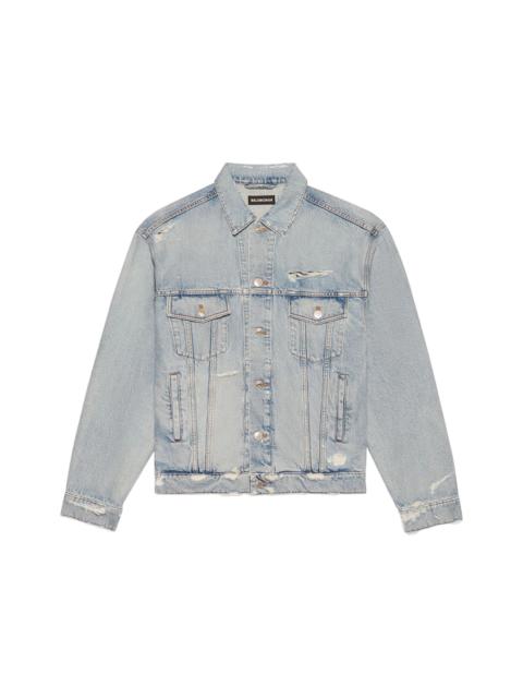 Balenciaga Barcode Large Fit Denim Jacket Blue