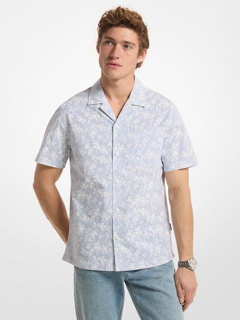 Floral Stretch Cotton Short-Sleeve Shirt