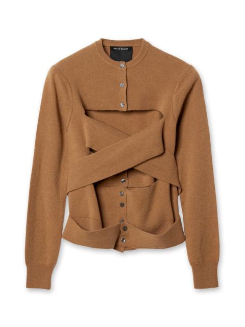 Crewneck Wrap Cardigan w/Cut-Out