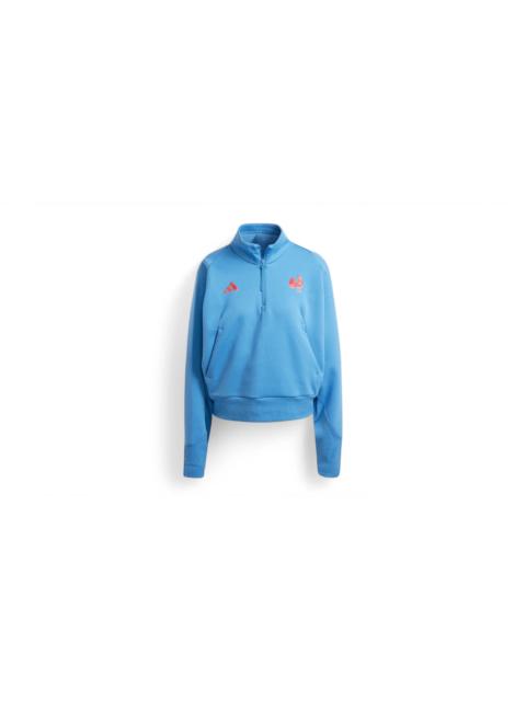 adidas Women's France Rugby Z.N.E. Travel Quarter-Zip Top Focus Blue