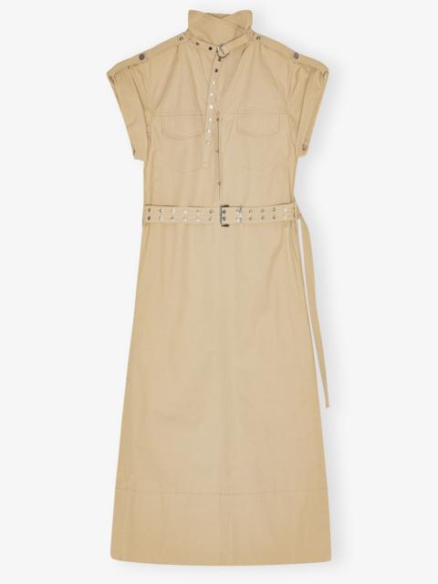 BEIGE STRETCH COTTON DRESS