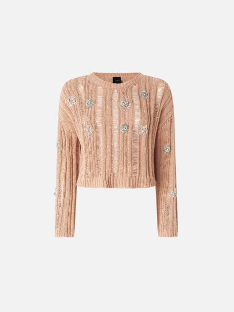 OPENWORK SWEATER WITH JEWEL DETAILS