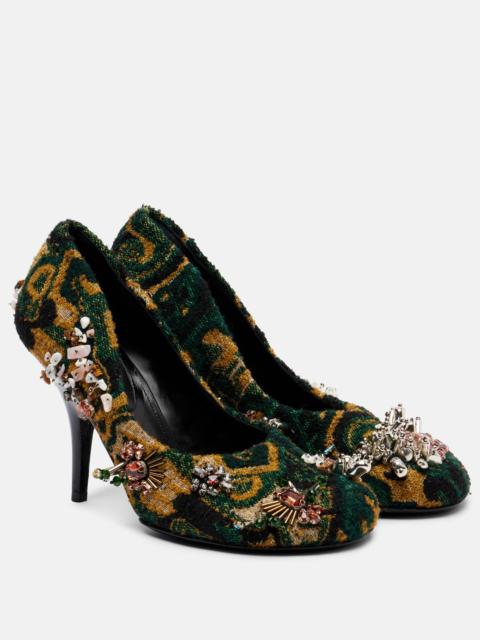 Embellished jacquard pumps