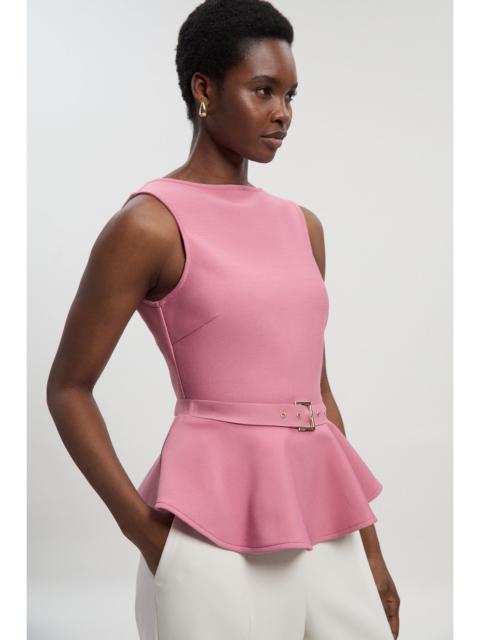 Figure Form Bandage Peplum Belted Knit Top