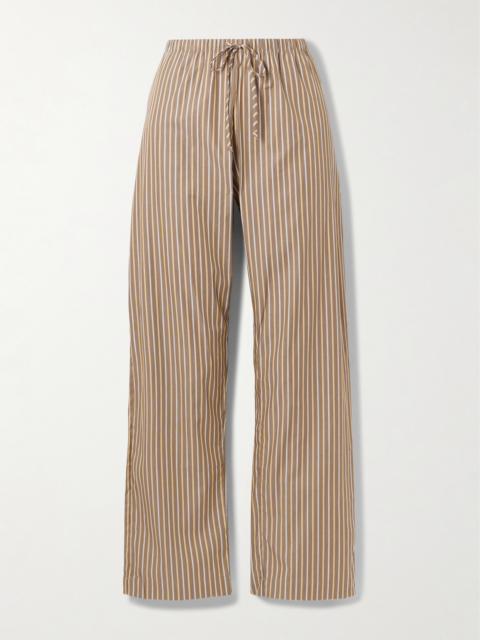 Yoshi Striped Cotton And Lyocell-blend Wide-leg Pants