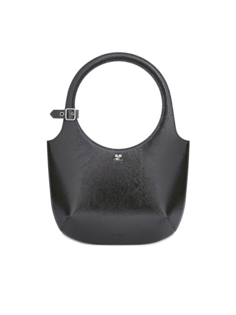 leather curved handbag