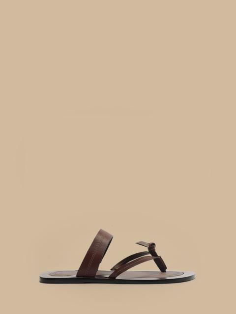 Coffee Tie Flat Sandal
